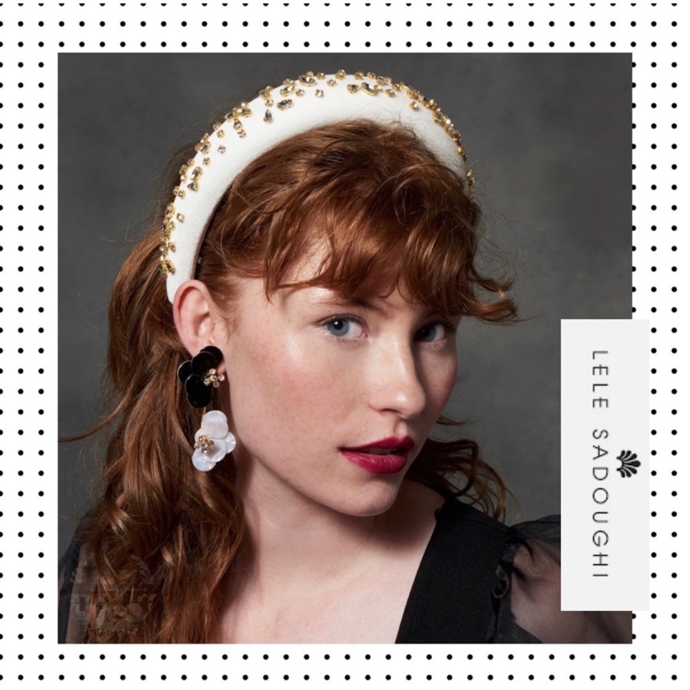 NWT Lele Sadoughi - Ivory Crystal Padded Headband